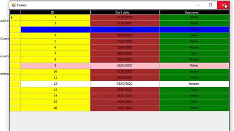 Toradh íomhá ar Background Design DataGridView