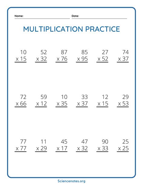 Toradh íomhá ar 4th Grade Math Worksheets 2-Digit Multiplication