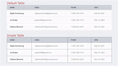 Toradh íomhá ar Table HTML/CSS Code