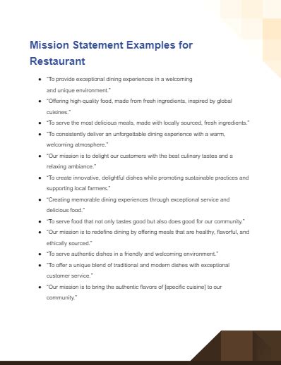 Restaurant Vision Statement Examples に対する画像結果