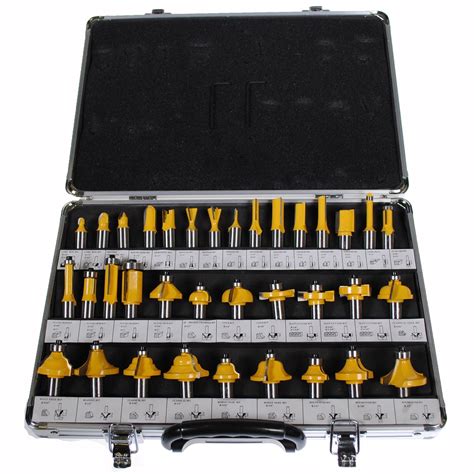 35 PIECE CARBIDE ROUTER BIT TOOLS SET W/ CASE - 1/2 INCH SHANKS ...
