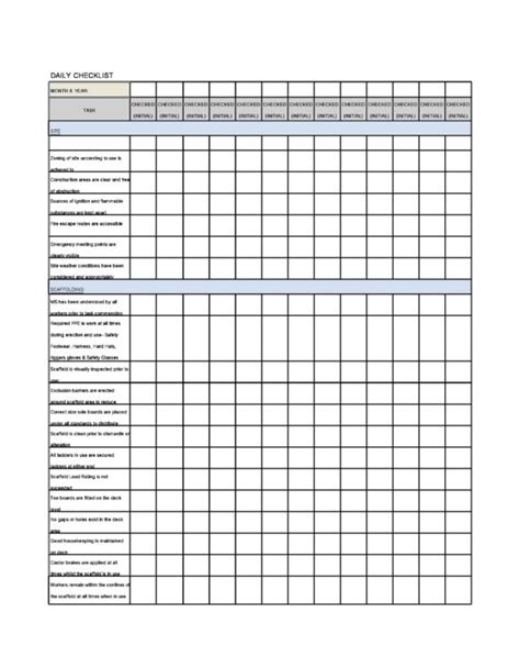 Image result for Checklist Examples Word