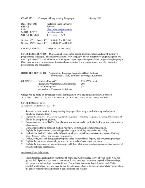 Toradh íomhá ar Programming Languages Syllabus