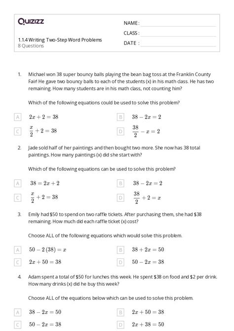 2 Step Word Problems Printable に対する画像結果