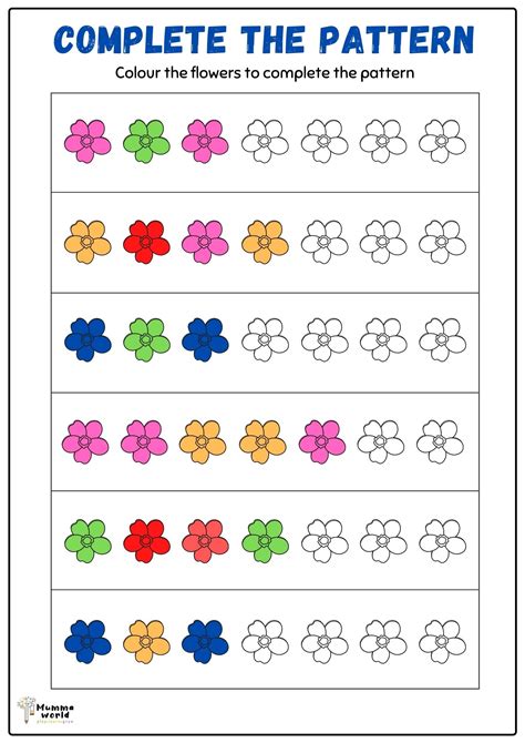 Image result for Printable Pattern Worksheets