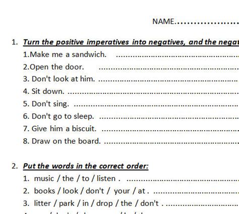 Imperative Mood Worksheet に対する画像結果