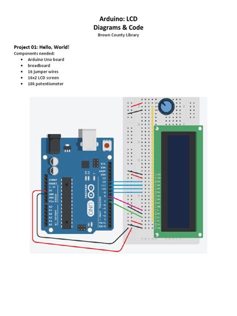 Arduino: LCD Diagrams & Code: Project 01: Hello, World! | PDF | Arduino ...