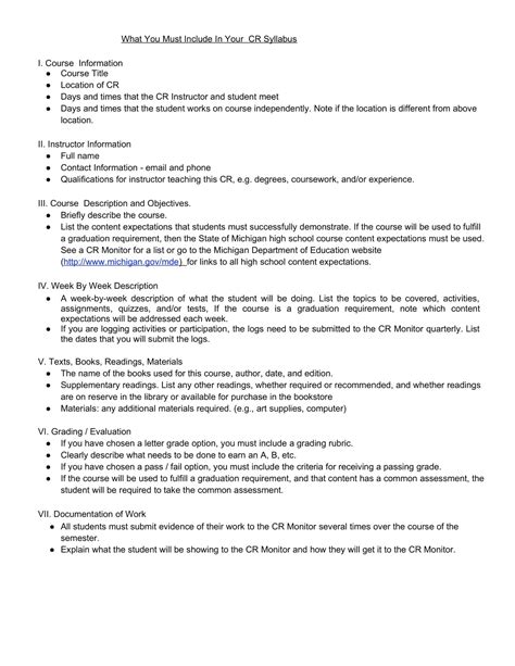 Image result for Class Syllabus Example