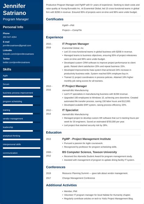 Image result for Program Manager Resume Sample