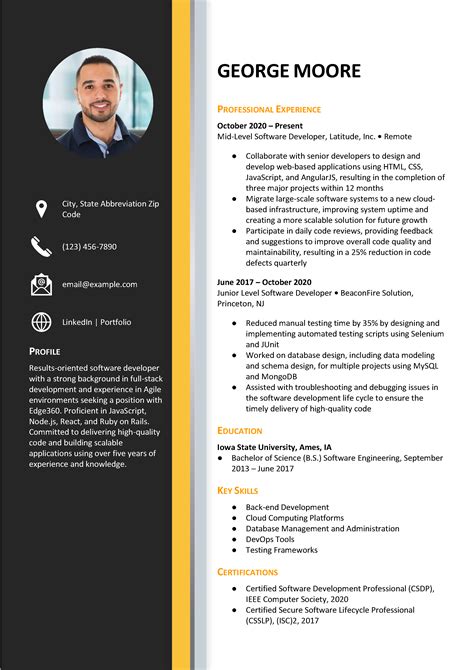 Image result for Software Developer Resume