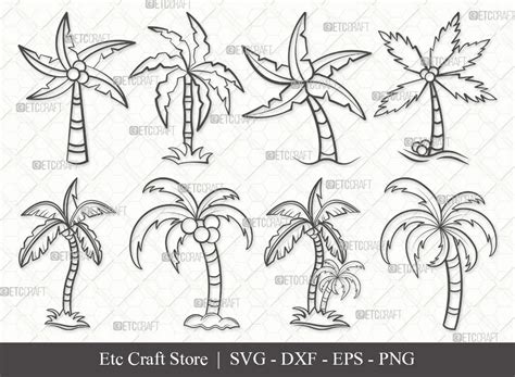 Palm Tree Outline SVG Cut File | Palm Svg | Tree Svg | Summer Svg ...