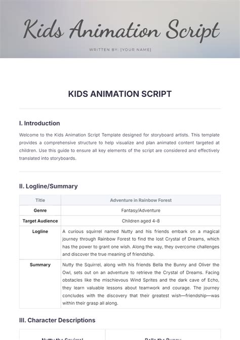 Image result for Script Template Example