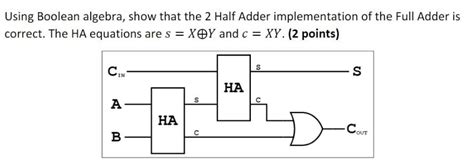 Image result for Half Adder Boolean Expression
