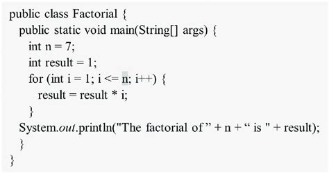 Toradh íomhá ar Factorial Logic in Java