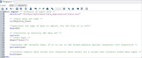 Toradh íomhá ar Proc Import CSV File SAS