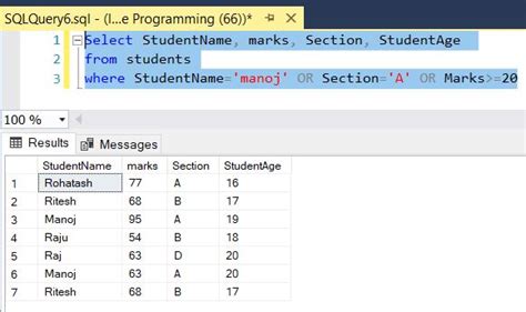 Or Function SQL に対する画像結果
