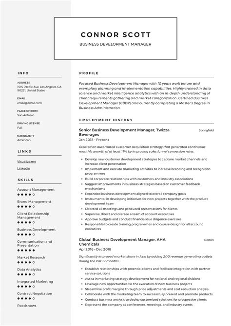 Resume Business Development Manager Format に対する画像結果