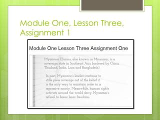 Image result for Assignment 1 Module 1