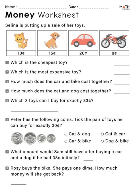 Image result for 4th Grade Math Worksheets Money