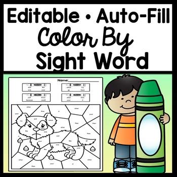 Image result for Editable Color by Sight Word