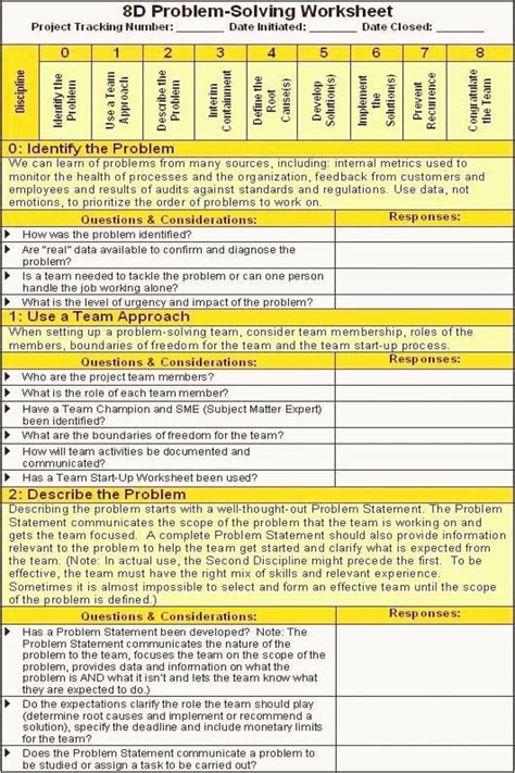 8D Problem Solving Worksheet Template に対する画像結果