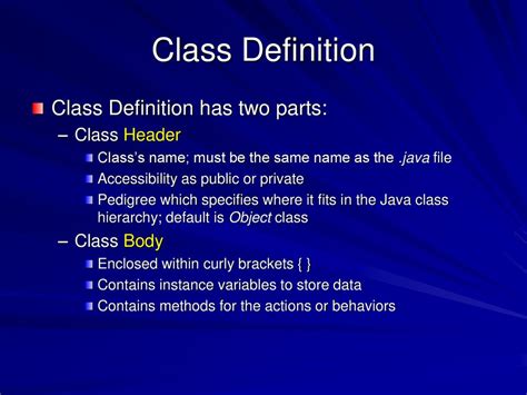 Image result for Java Class Definition