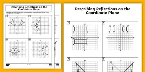 Image result for Reflection Coordinates Worksheet