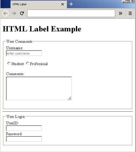 Example of Label HTML に対する画像結果