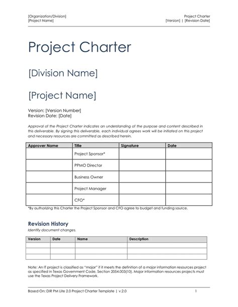 Image result for Project Charter Template Word Version