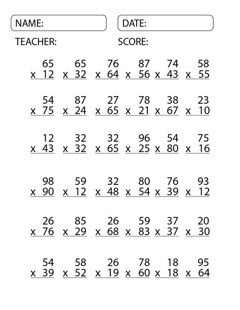 Image result for Two-Digit Multiplication Worksheets