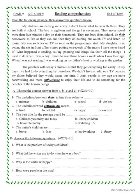 Afbeeldingsresultaten voor Visual Text Grade 9 Worksheets English