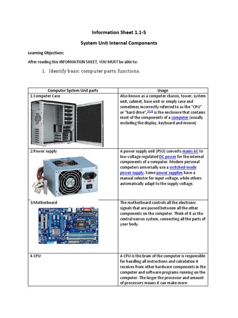 Image result for Internal Parts of a Computer System