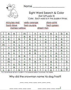 Image result for Sight Word Search Puzzles to Color