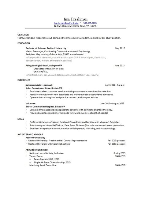 Toradh íomhá ar High School Student Resume Examples for College