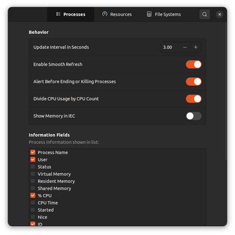 Linux Task Manager GUI に対する画像結果