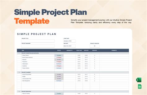 Simple Project Plan Template in Excel, Google Sheets - Download ...