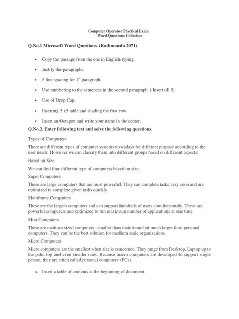 Afbeeldingsresultaten voor Computer Operator Practical Questions