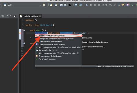 Toradh íomhá ar Eclipse HelloWorld Java