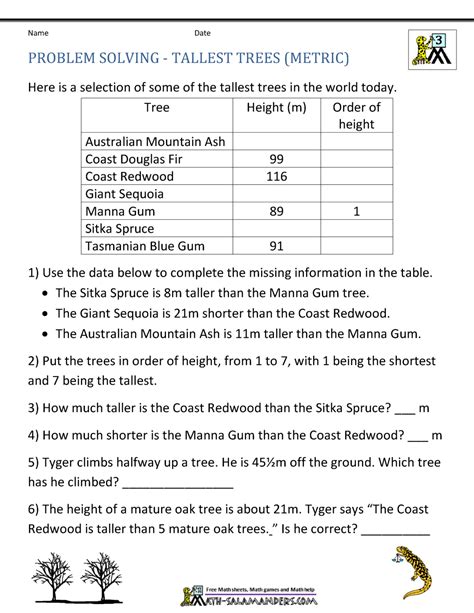 Image result for Free Math Problem Solving Worksheets