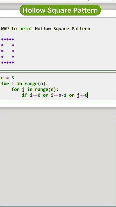 Afbeeldingsresultaten voor Python Program to Print Hollow Square Pattern