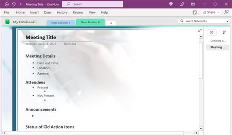 Image result for OneNote Project Notes Template