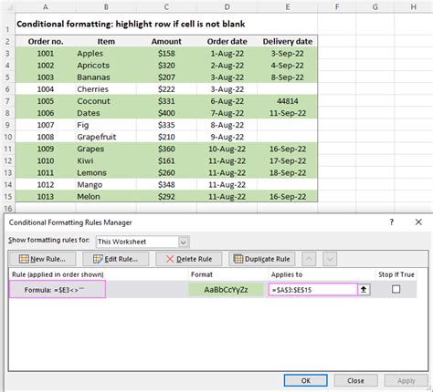 Toradh íomhá ar Excel Conditional Formatting Blank Cell