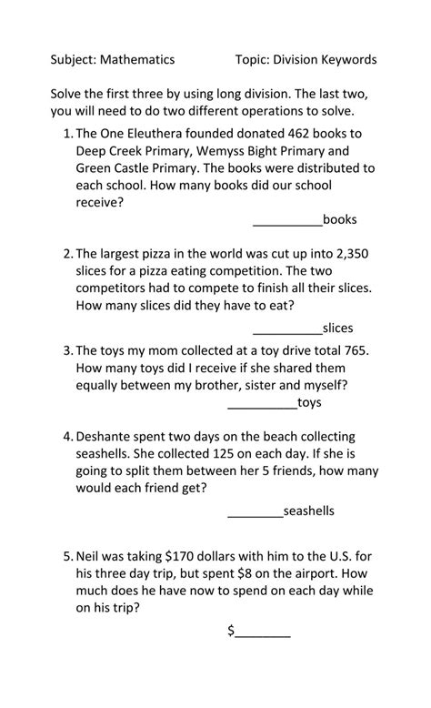 Image result for Division Word Problems