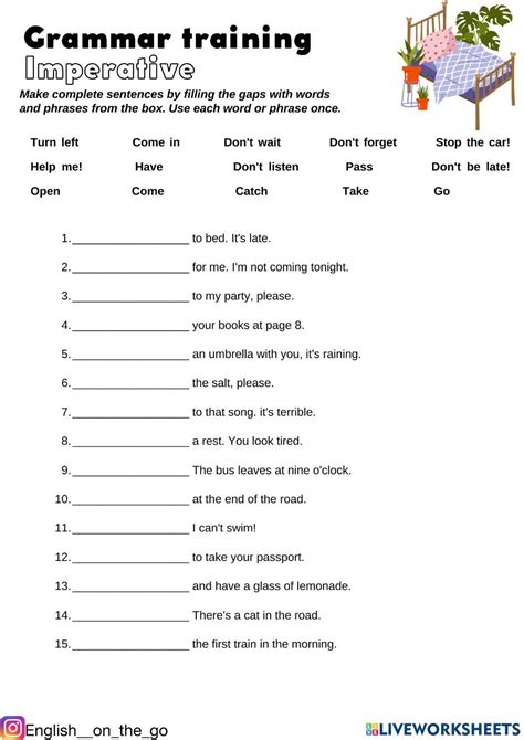 Imperative Mood Worksheet に対する画像結果