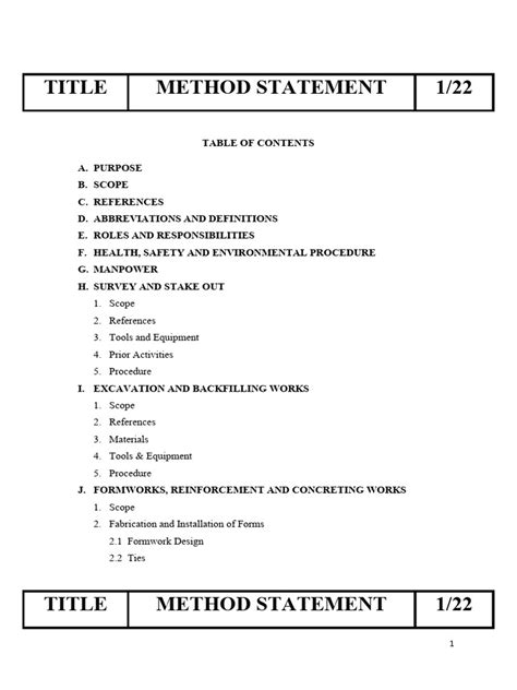 Image result for Method Statement Examples