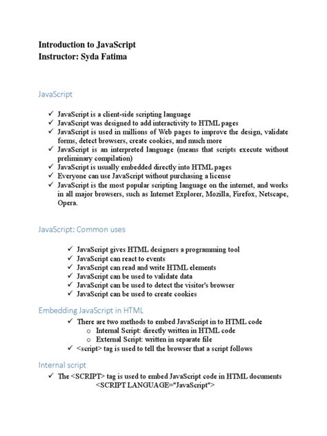 Image result for JavaScript Short Notes PDF