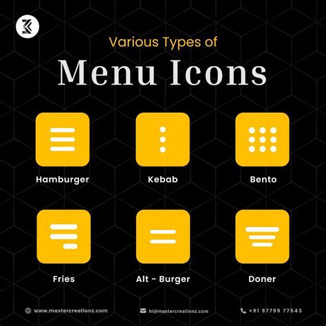 Image result for Menu Icon Types