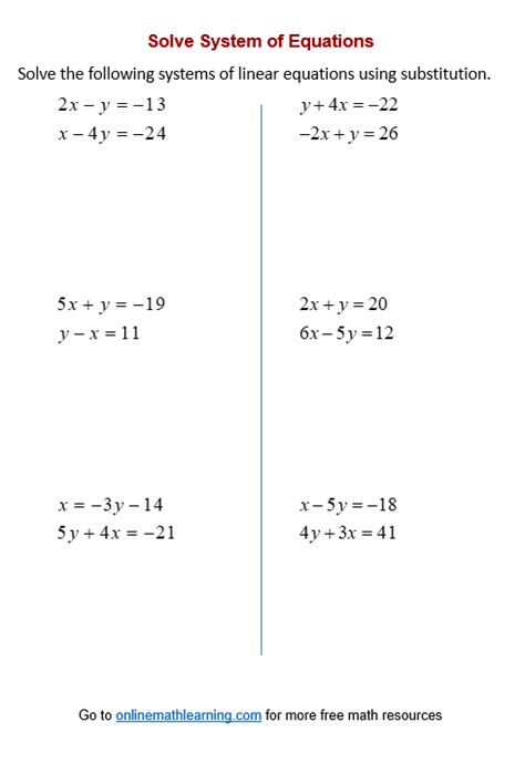 Systems of Linear Equations Two Variables Worksheet-এর ছবি ফলাফল