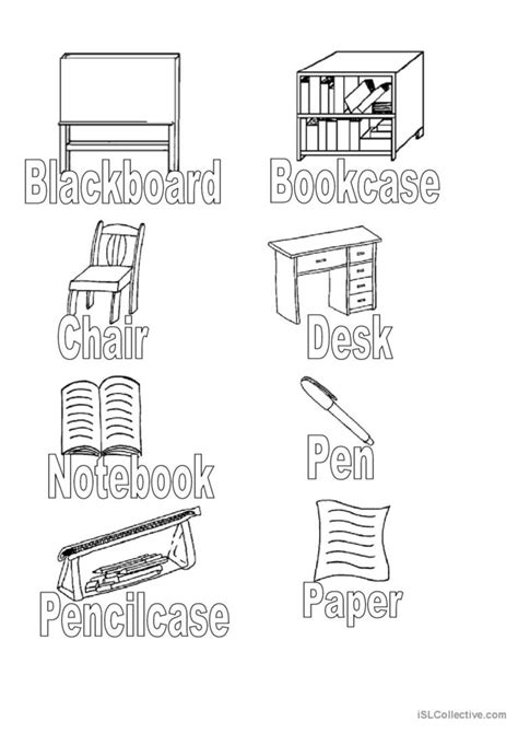 Image result for Classroom Objects Coloring Worksheet