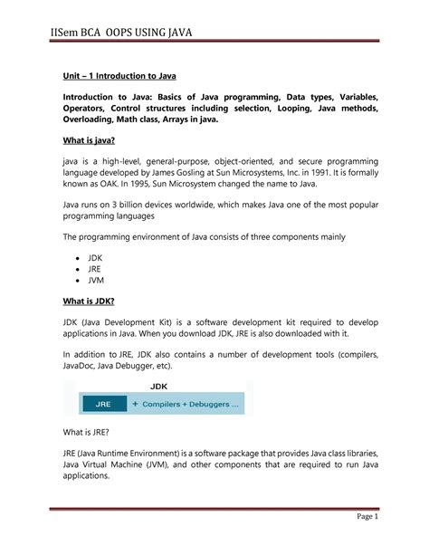 Afbeeldingsresultaten voor Java 1st BCA Sep Syllabus Unit 1